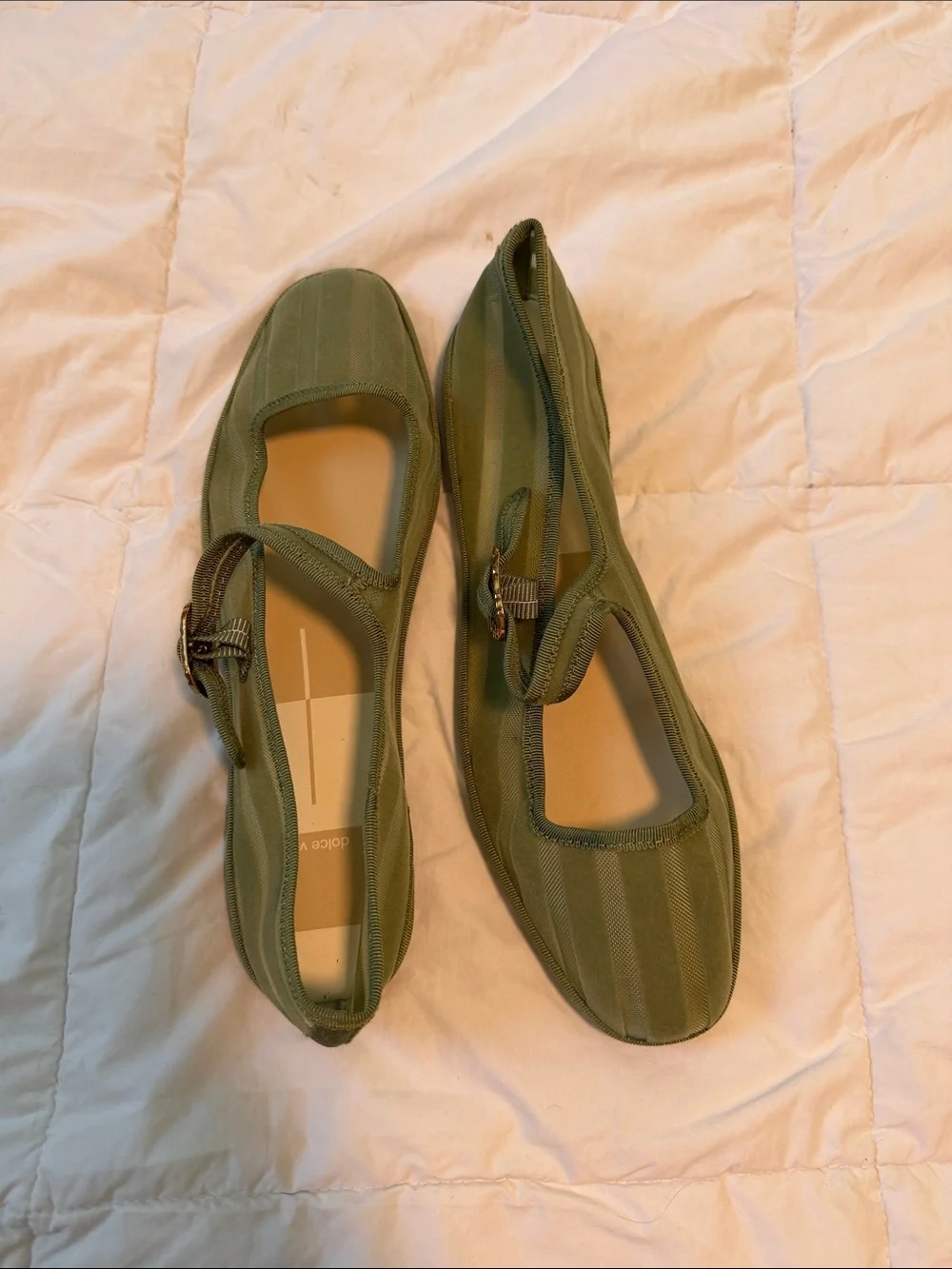 Dolce Vita Olive Green Mary Jane Flats with Buckle Strap